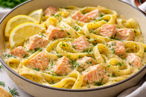 Pâtes au saumon et citron crémeuses