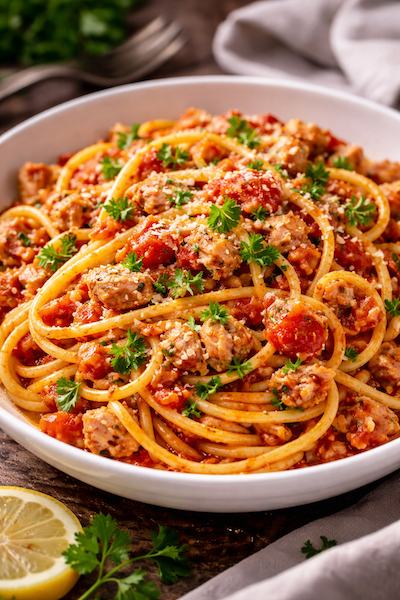 Pâtes au thon express avec sauce tomate rapide