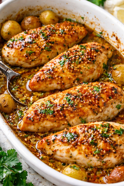 Poulet miel moutarde au four